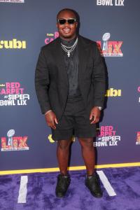 Grady Jarrett at the Tubi Red Carpet during Super Bowl LIX at Caesars Superdome on February 09, 2025 in New Orleans, Louisiana.