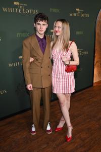 Sam Nivola, Iris Apatow at "The White Lotus" Season 3 Los Angeles Premiere held at Paramount Studios on February 10, 2025 in Los Angeles, California.