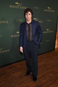 Lukas Gage at "The White Lotus" Season 3 Los Angeles Premiere held at Paramount Studios on February 10, 2025 in Los Angeles, California.