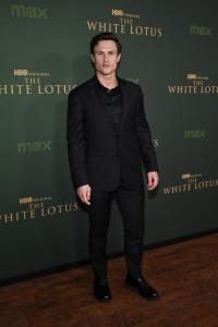 Arnas Fedaravičius at "The White Lotus" Season 3 Los Angeles Premiere held at Paramount Studios on February 10, 2025 in Los Angeles, California.