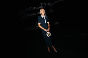 Morgan Riddle at the Thom Browne Fall RTW 2025 fashion show as part of New York Fashion Week held at The Shed on February 11, 2025 in New York, New York.