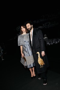 Rebecca Hall, Morgan Spector at the Thom Browne Fall RTW 2025 fashion show as part of New York Fashion Week held at The Shed on February 11, 2025 in New York, New York.