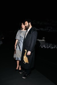 Rebecca Hall, Morgan Spector at the Thom Browne Fall RTW 2025 fashion show as part of New York Fashion Week held at The Shed on February 11, 2025 in New York, New York.