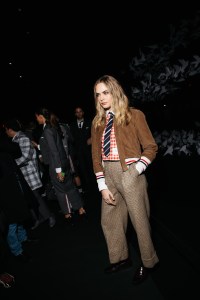 Cara Delevingne at the Thom Browne Fall RTW 2025 fashion show as part of New York Fashion Week held at The Shed on February 11, 2025 in New York, New York.