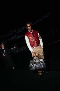 Alton Mason at the Thom Browne Fall RTW 2025 fashion show as part of New York Fashion Week held at The Shed on February 11, 2025 in New York, New York.
