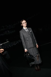 Ella Emhoff at the Thom Browne Fall RTW 2025 fashion show as part of New York Fashion Week held at The Shed on February 11, 2025 in New York, New York.