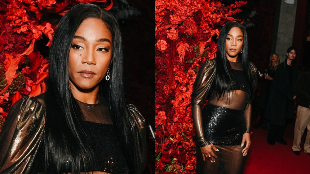 Tiffany Haddish sheer at Christian Siriano Fall 2025 Ready-to-Wear Show on February 6, 2025
