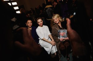 Angelica Lee, Amanda Seyfried and Martha Stewart at the Tory Burch Fall 2025 Ready-to-Wear show