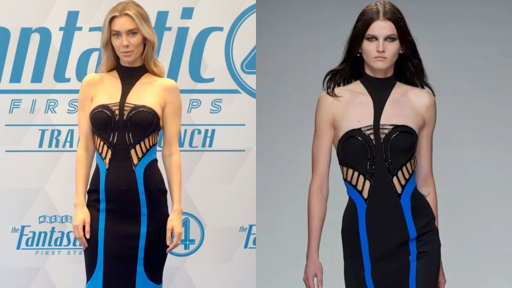 Vanessa Kirby, Atelier Versace, spring 2016 couture, 'Fantastic Four,' trailer