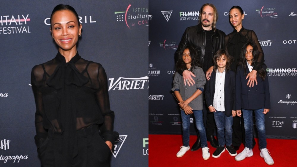 Zoe Saldana, Marco Perego, Cy, Zen, Bowie, 10th Annual Filming Italy Los Angeles Festival, red carpet