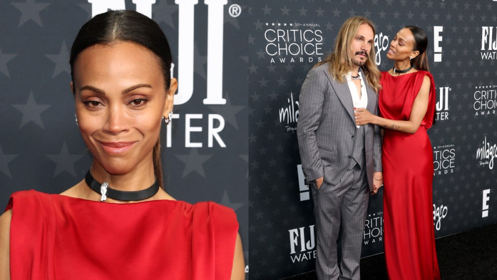 Marco Perego Saldaña, Zoe Saldaña at the 30th Annual Critics Choice Awards held at The Barker Hangar on Feb. 7 in Santa Monica, Calif.