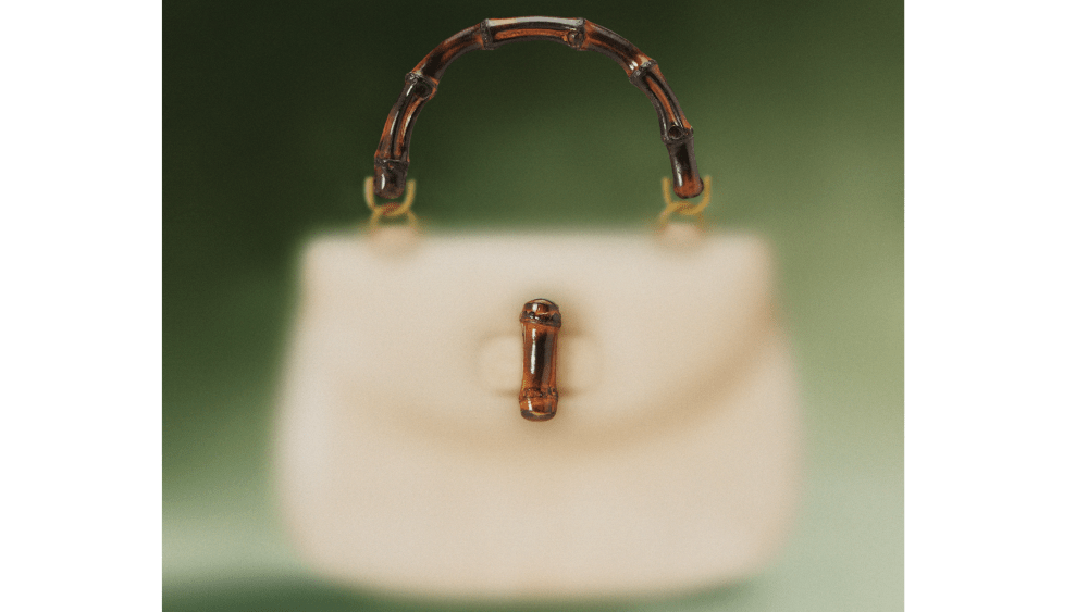 The visual promoting the "Gucci Bamboo: Decoding an Icon" exhibition in Shanghai.