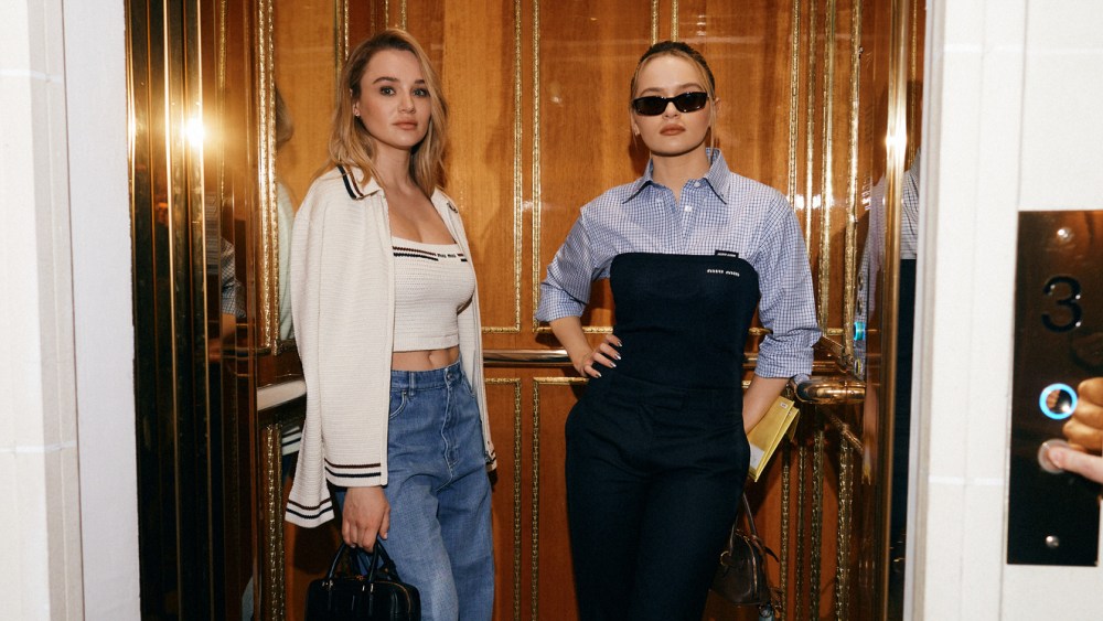 Joey King with her sister, Hunter King, getting ready for the Miu Miu fall 2025 show.