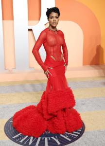 Teyana Taylor at the 2025 Vanity Fair Oscar Party Hosted By Radhika Jones held at Wallis Annenberg Center for the Performing Arts on March 02, 2025 in Beverly Hills, California.