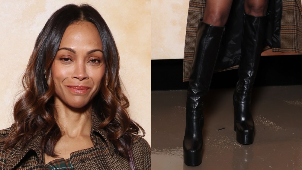 Zoe Saldana at the Saint Laurent Fall RTW 2025 fashion show as part of Paris Fashion Week on March 11, 2025 in Paris, France.