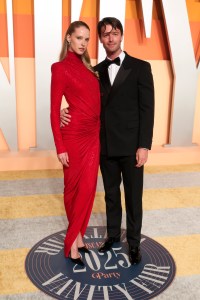 Abby Champion, Patrick Schwarzenegger at the 2025 Vanity Fair Oscar Party Hosted By Radhika Jones held at Wallis Annenberg Center for the Performing Arts on March 02, 2025 in Beverly Hills, California.