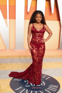 Halle Bailey at the 2025 Vanity Fair Oscar Party Hosted By Radhika Jones held at Wallis Annenberg Center for the Performing Arts on March 02, 2025 in Beverly Hills, California.