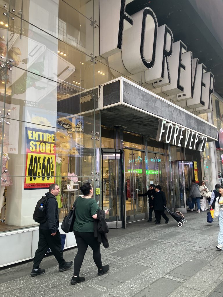 The entrance to the four-level Forever 21 in Times Square