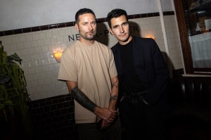 Jack McCollough and Lazaro Hernandez at the Net-a-Porter New York Fashion Week Cocktail Party on September 10, 2023 in New York, New York.