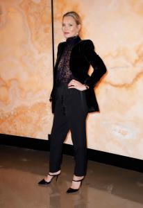 Kate Moss at the Saint Laurent Fall RTW 2025 fashion show as part of Paris Fashion Week on March 11, 2025 in Paris, France.