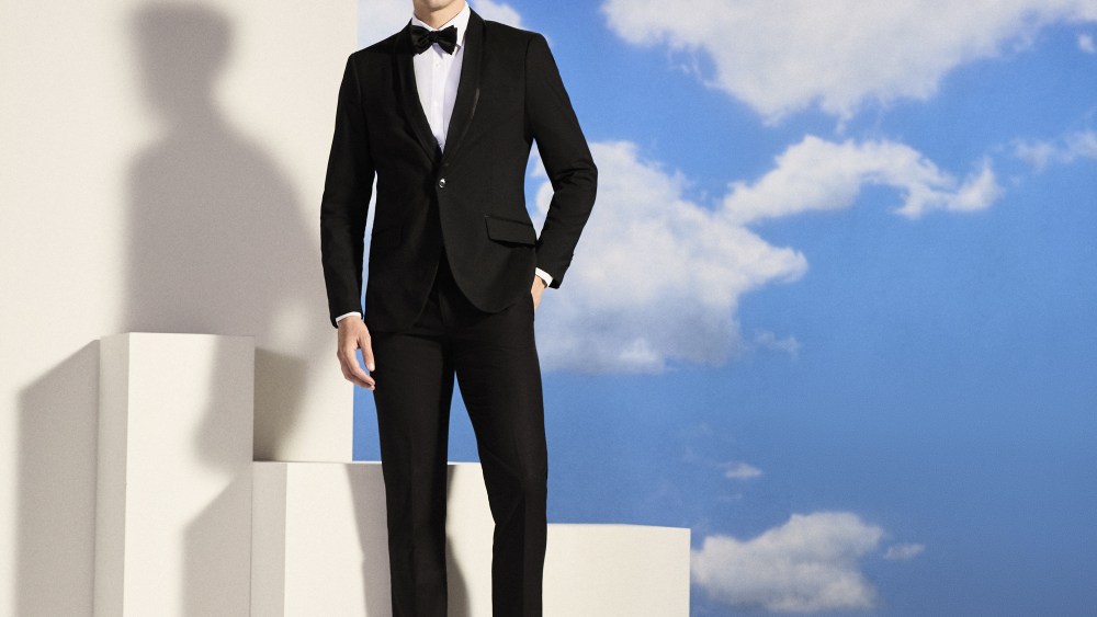 A Perry Ellis tuxedo that will be sold at David's Bridals.