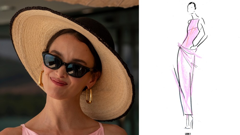 "White Lotus" character Chloe wears a custom look by Jacquemus.