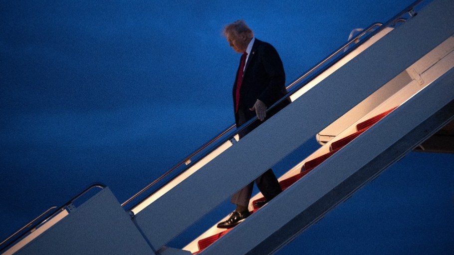 President Donald Trump steps off Air Force One at Joint Base Andrews, Md., on March 30 following comments about Wednesday's reciprocal tariffs.
