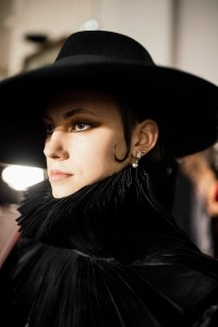 Backstage at Alexander McQueen Fall 2025 Ready-to-Wear Collection at Paris Fashion Week