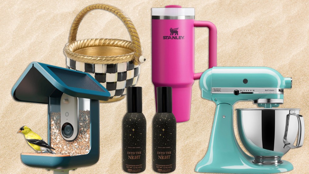 selection of products for the home over a background of sand