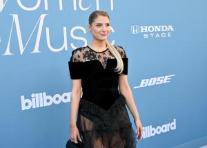 Meghan Trainor at the Billboard Women in Music 2025 held at the YouTube Theater on March 29, 2025 in Los Angeles, California.