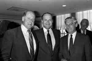 Ira Neimark, Burt Tansky, and Mel Jacobs attend an event at the flagship Bergdorf Goodman store in in New York City in 1988.
