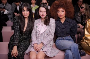 Camila Cabello, Rebecca Patricia Armstrong, Whitney Peak at the Chanel Fall RTW 2025 fashion show as part of Paris Fashion Week on March 11, 2025 in Paris, France.