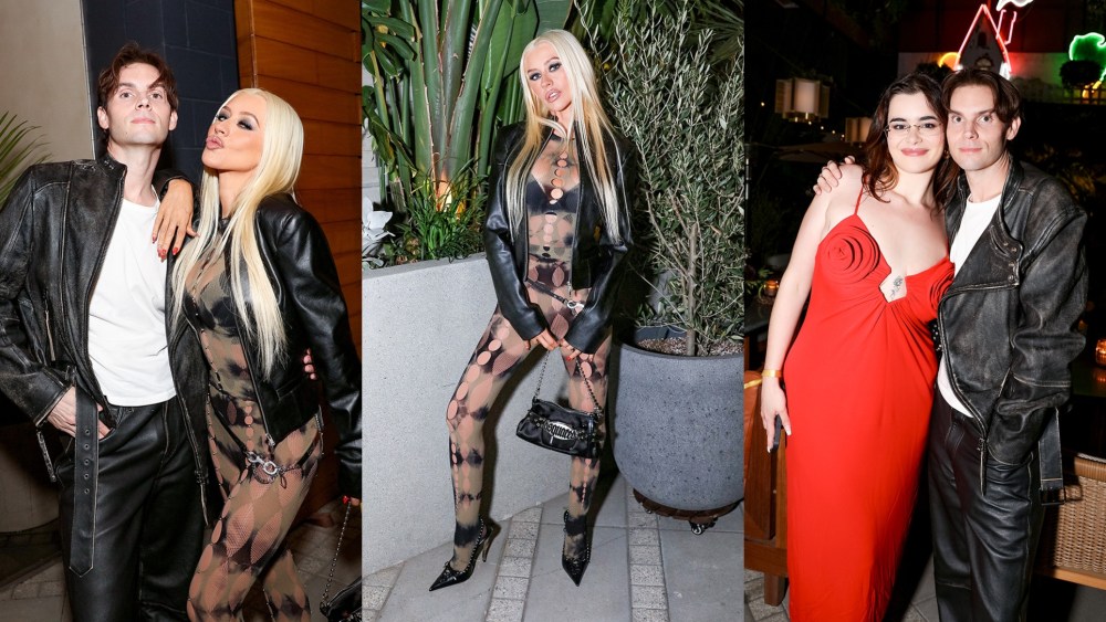 Chris Horan, Christina Aguilera and Barbie Ferreira at H&M celebrates Chris Horan.