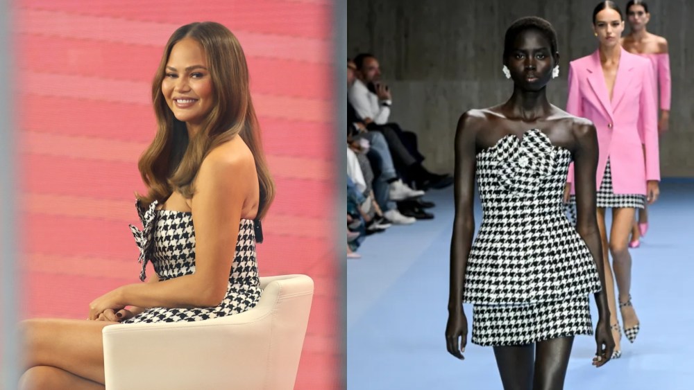 Chriss Teigen on the 'Today' Show. A look from Carolina Herrera's spring 2025 ready-to-wear collection.