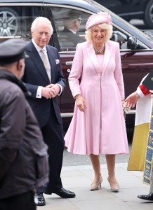 LONDON, ENGLAND - MARCH 10: King Charles III and Queen Camilla smile as they attend the celebrations for Commonwealth Day at Westminster Abbey on March 10, 2025 in London, England. (Photo by Chris Jackson/Getty Images)