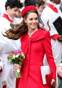 LONDON, ENGLAND - MARCH 10: Catherine, Princess of Wales smiles as she departs the celebrations for Commonwealth Day at Westminster Abbey on March 10, 2025 in London, England. (Photo by Chris Jackson/Getty Images)