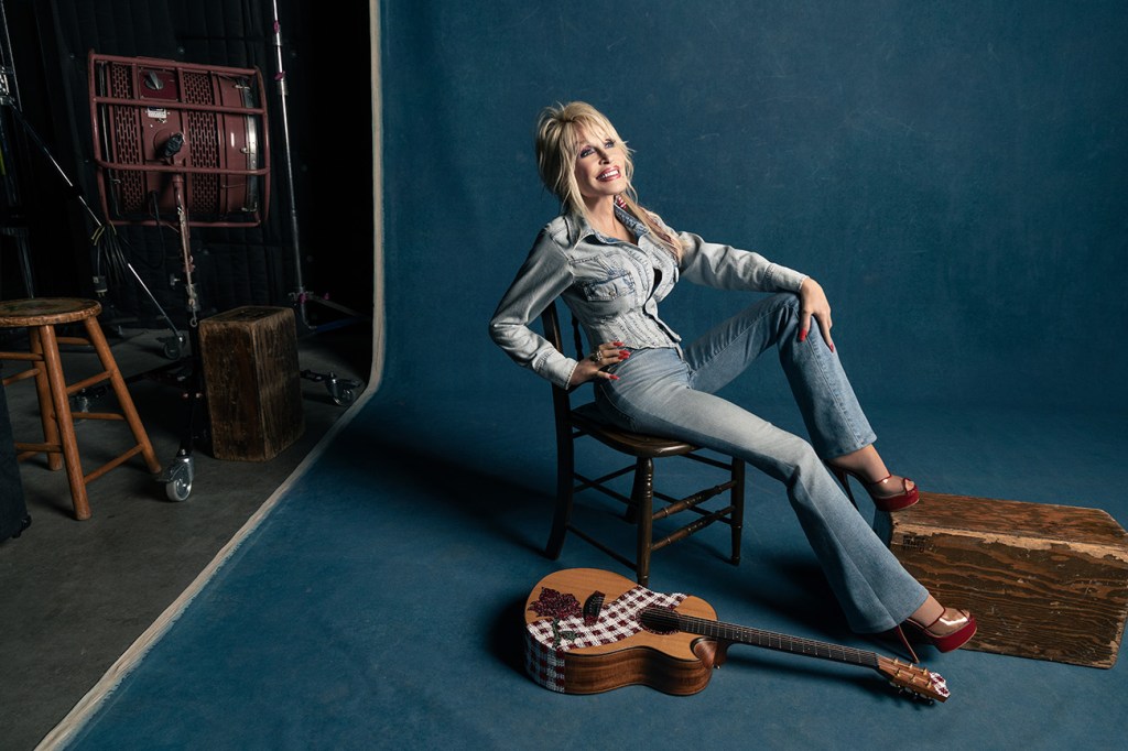 Dolly Parton x Good American's Dolly Joleans collection.