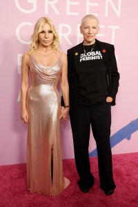 WEST HOLLYWOOD, CALIFORNIA - MARCH 06: (L-R) Donatella Versace and Annie Lennox attend the 2024 Green Carpet Fashion Awards at 1 Hotel West Hollywood on March 06, 2024 in West Hollywood, California. (Photo by Frazer Harrison/Getty Images)