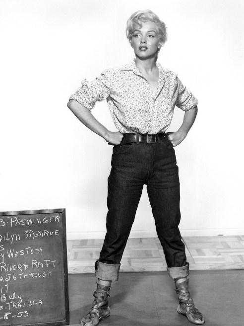 Lot #62, a pair of classic blue jeans from the 1950s believed to be worn by Marilyn Monroe, is estimated to sell for $30,000-$50,000 at auction this month.