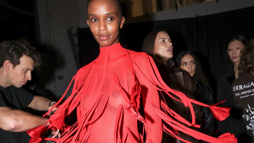 Backstage at Ferragamo Fall 2025 Ready-to-Wear Collection at Milan Fashion Week