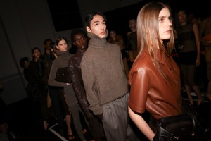 Backstage at Ferragamo Fall 2025 Ready-to-Wear Collection at Milan Fashion Week
