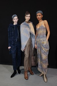 Backstage at Giorgio Armani Fall 2025 Ready-to-Wear Collection at Milan Fashion Week