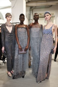 Backstage at Giorgio Armani Fall 2025 Ready-to-Wear Collection at Milan Fashion Week