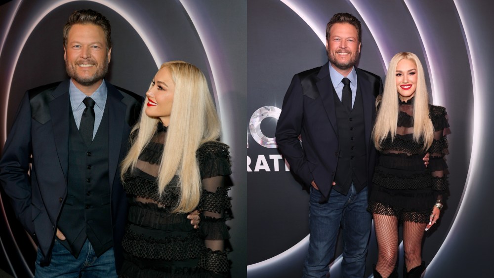 Blake Shelton and Gwen Stefani at the Opry 100 Celebration.