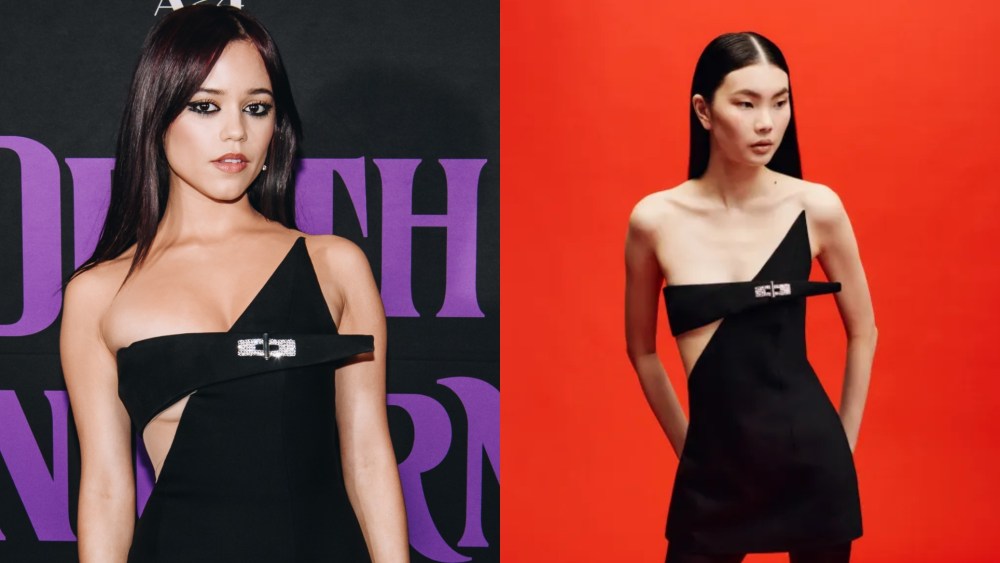 Jenna Ortega poses for photos wearing David Koma ahead of the "Death of a Unicorn" screening in New York City.