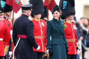 LONDON, ENGLAND - MARCH 17: Catherine, Princess of Wales during the 2025 Irish Guards' St. Patrick's Day Parade at Wellington Barracks on March 17, 2025 in London, England. Catherine, Princess of Wales attends the parade as Colonel of the Regiment. (Photo by Chris Jackson/Getty Images)