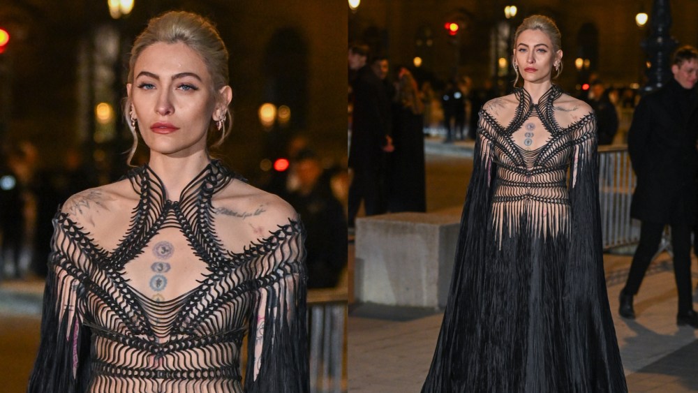 Paris Jackson at the Louvre Grand Fashion Dinner photo call on March 4 in Paris.