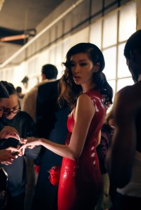 Backstage at Ludovic de Saint Sernin Fall 2025 Ready-to-Wear Collection at Paris Fashion Week