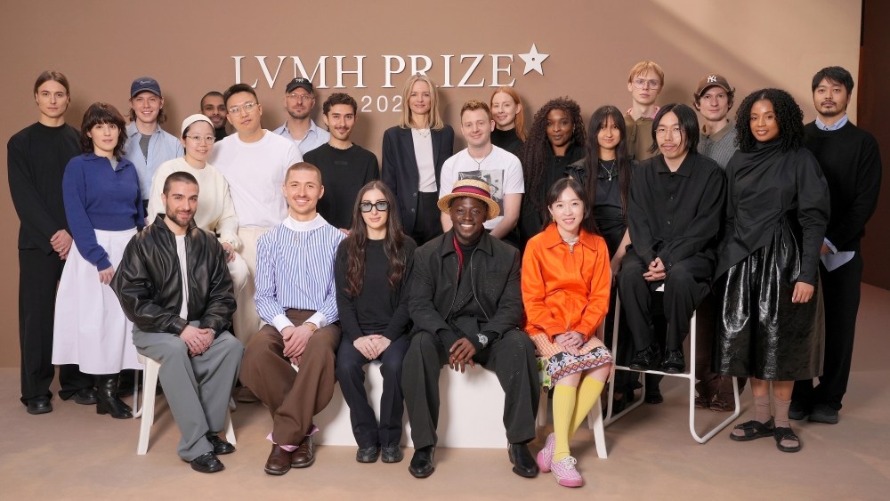Delphine Arnault with the semifinalists of the 2025 edition of the LVMH Prize for Young Designers
