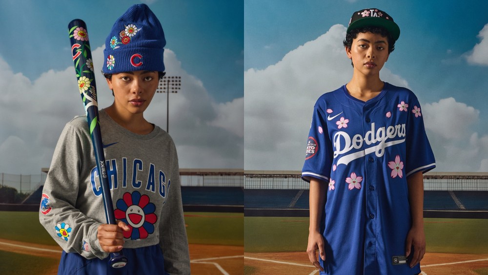 A model wears Fanatics x Takashi Murakami apparel.